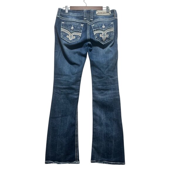 Rock Revival Cornett Bootcut Jean Women 29 Blue Flare Mid Rise Y2K Western Chore - Picture 2 of 16